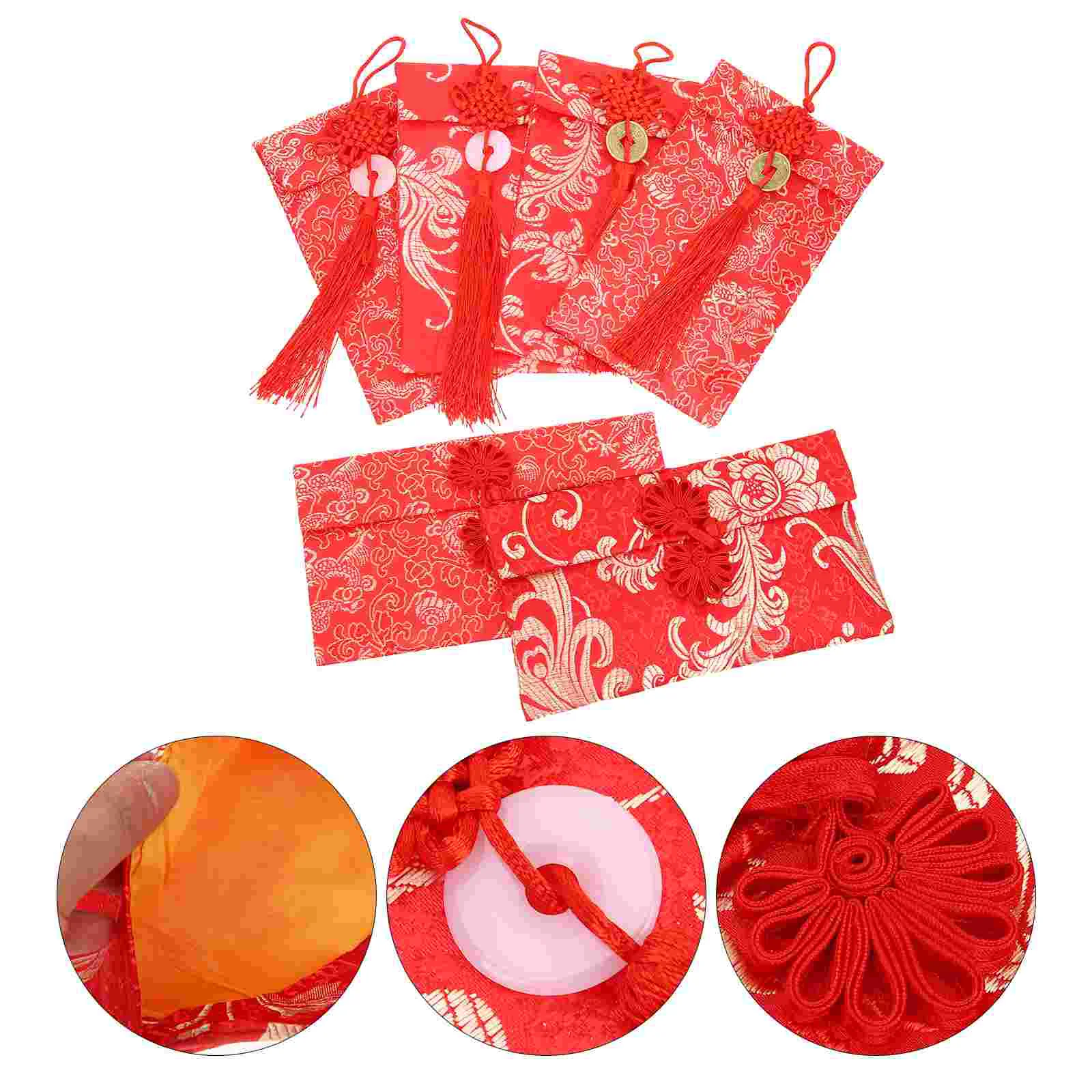 

Red Money Packet Chinese Year Envelopes New Envelope Festival Spring Gifthong Bao Style Cloth Pouches Supplies Luck Party Silk