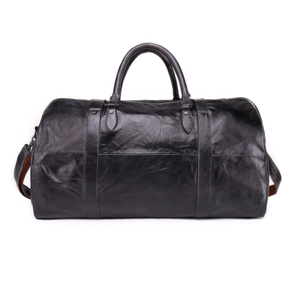 

Genuine Leather Men's Travel Bag Hand Luggage Duffle Bag Packing Cubes Shoulder Sports Suitcase Big Tote Weekend Bag