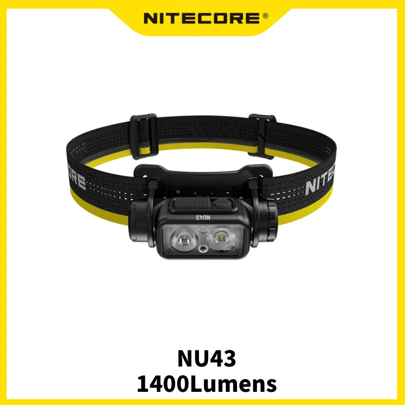 NITECORE NU43 1400Lumens Rechargeable Headlamp Beam color White+Red Light  Built-in 3,400mAh Li-ion Battery