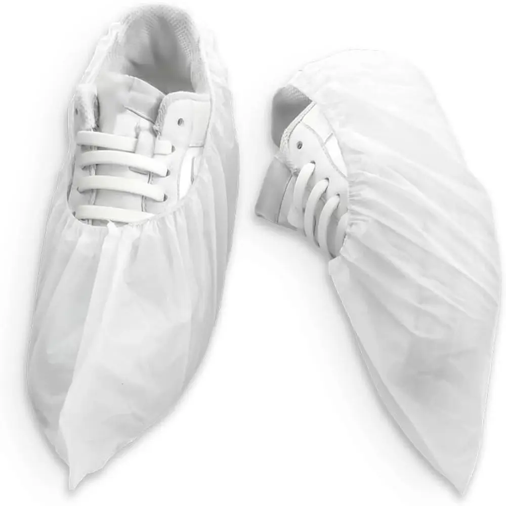 2 упаковки (200 шт.) белых одноразовых непромокаемых сапог из нетканого материала