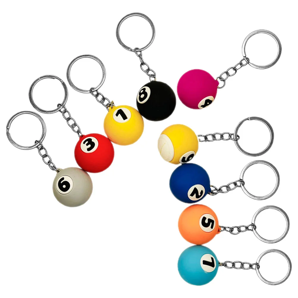 

9 Pcs Chritmas Gifts Billiards Ball Small Keychains Keyring Charms Valentines Decorative Metal Decors Plushies