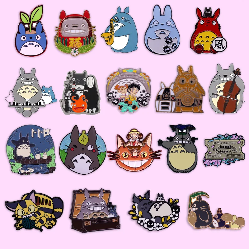 Эмалированная булавка в японском стиле аниме Тоторо, булавка для лацкана в виде милых животных, студийный значок ghilii, Женская Брошь, аксессуары для аниме, оптовая продажа