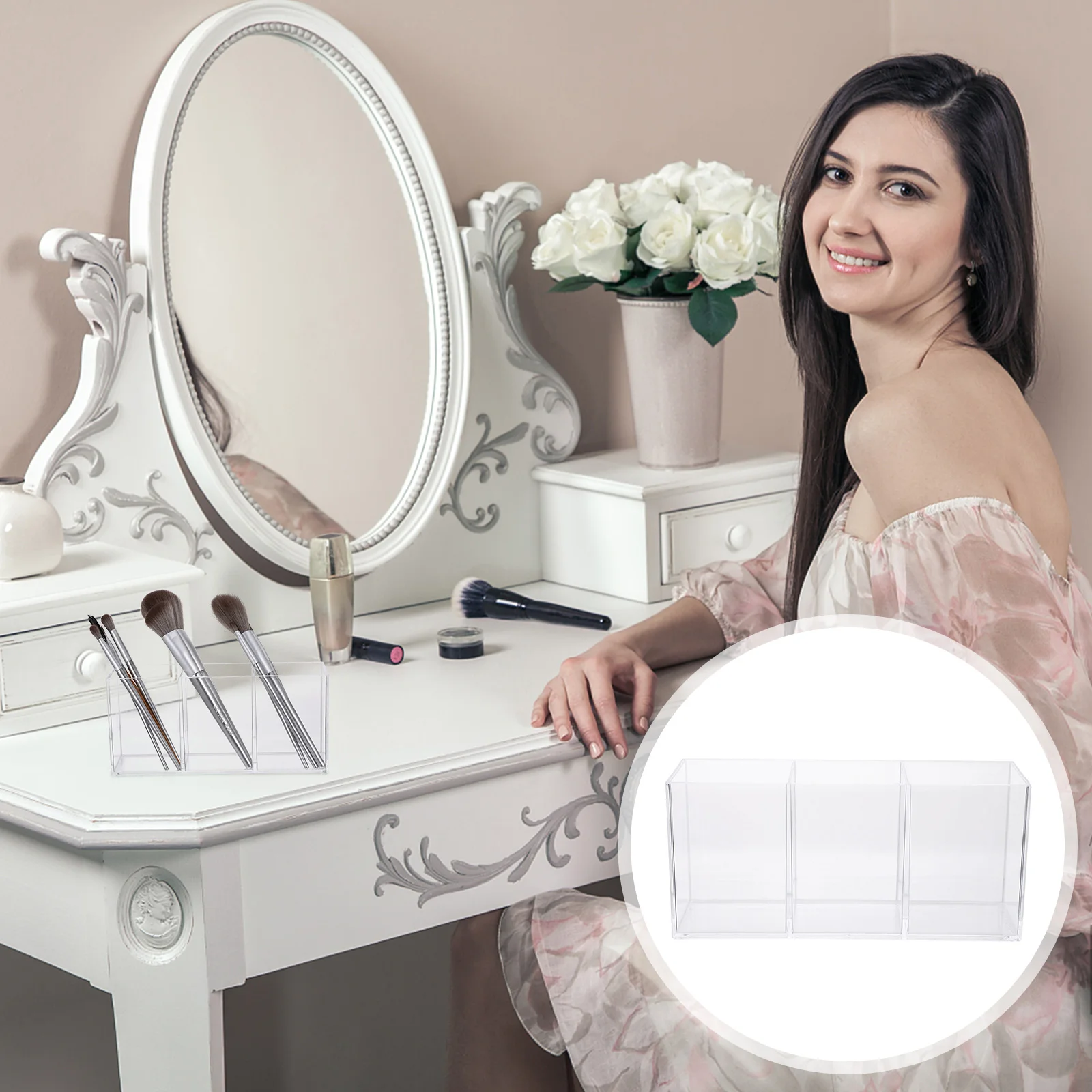 

Acrylic Storage Tube Pen Container Makeup Brush Holder Desk Drawer Canister Lipstick Case Office Travel Holders