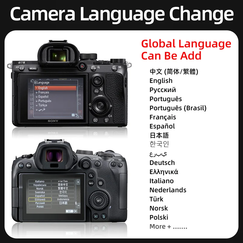 Remotely Modify the Camera Language, Can Add Russian, Portuguese, English and Other for Sony A6400 A7 A7R III IV Nikon Z 6 6II 7