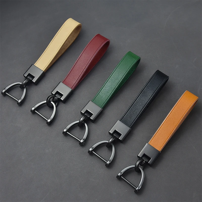 

Винтажный брелок для автомобиля из искусственной кожи с матовым верхним слоем из воловьей кожи, весеннее кольцо, подкова, пряжка, кулон, муж...