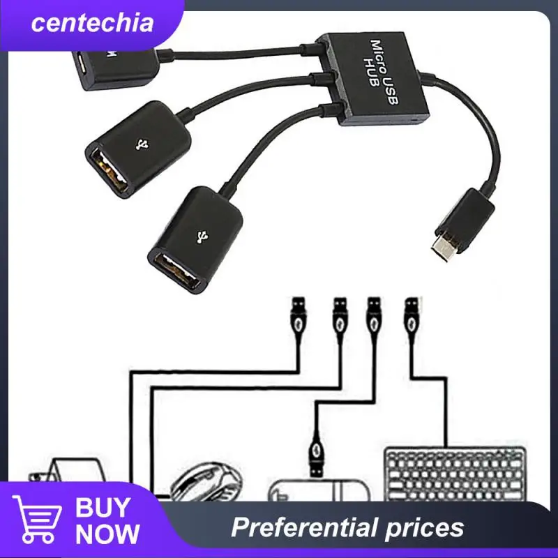 

Black Micro Otg Portable Adapter Cable Lightweight 3 In1 Adapters Adapter For Android Tablet Mobile Phone Keyboard Otg Game