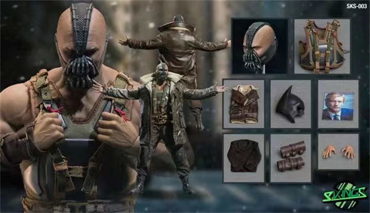 

S.KING.S SKS003 1/6 Muscular Villain Bane Head Carved & Clothing Costume Set No Figure Body