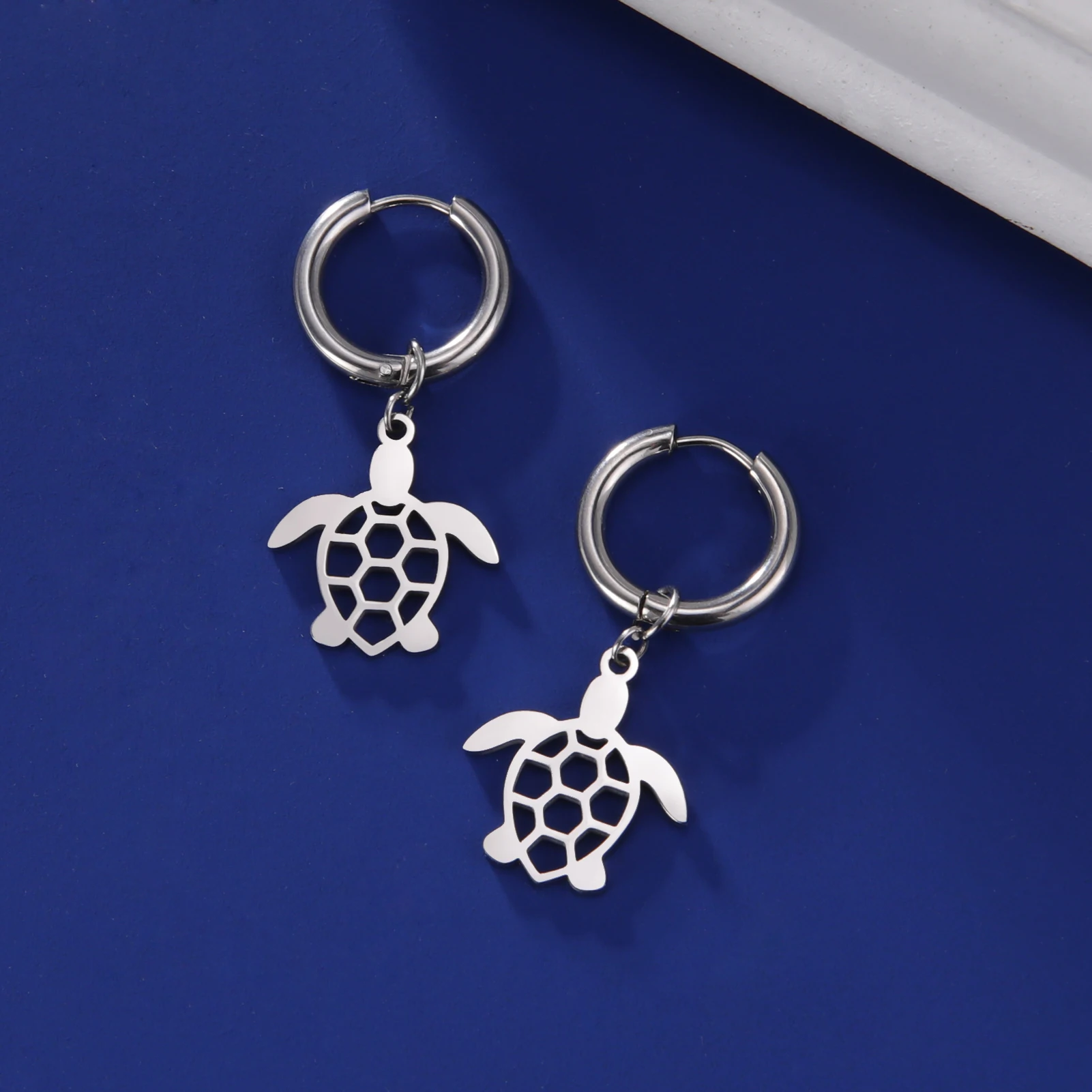 Серьги-подвески в виде морской черепахи из нержавеющей стали