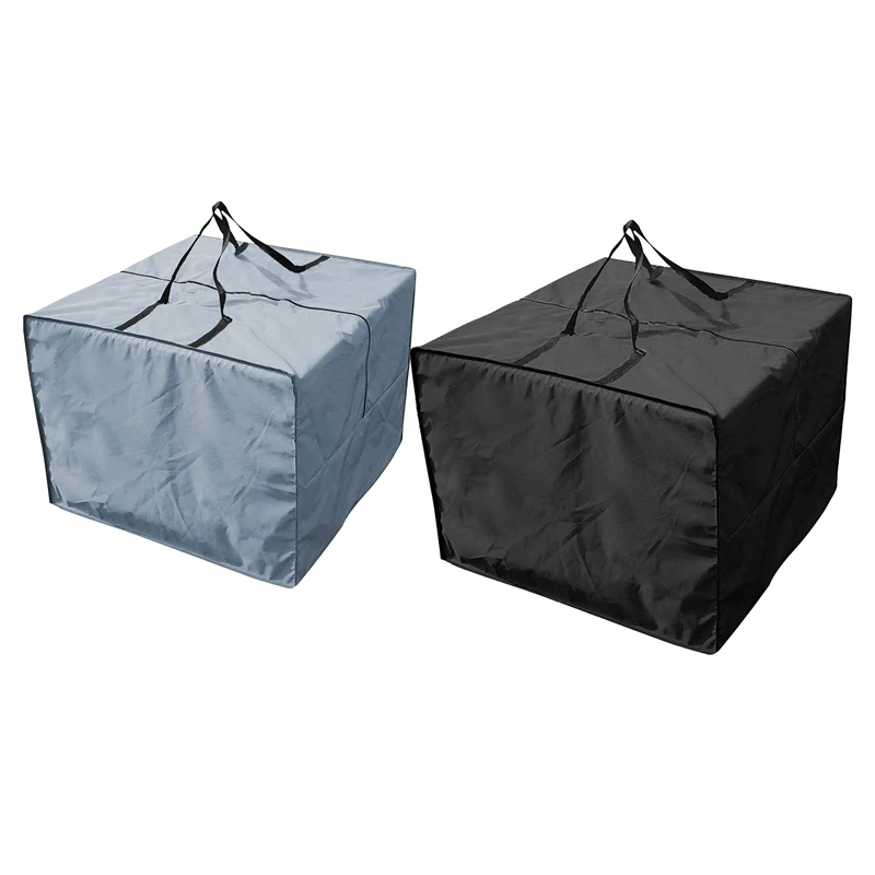 

2Pcs Outdoor Furniture Seat Cushions Storage Bag Waterproof Garden Set Covers Carrying Bag Square Gray+Black 81X81x61cm