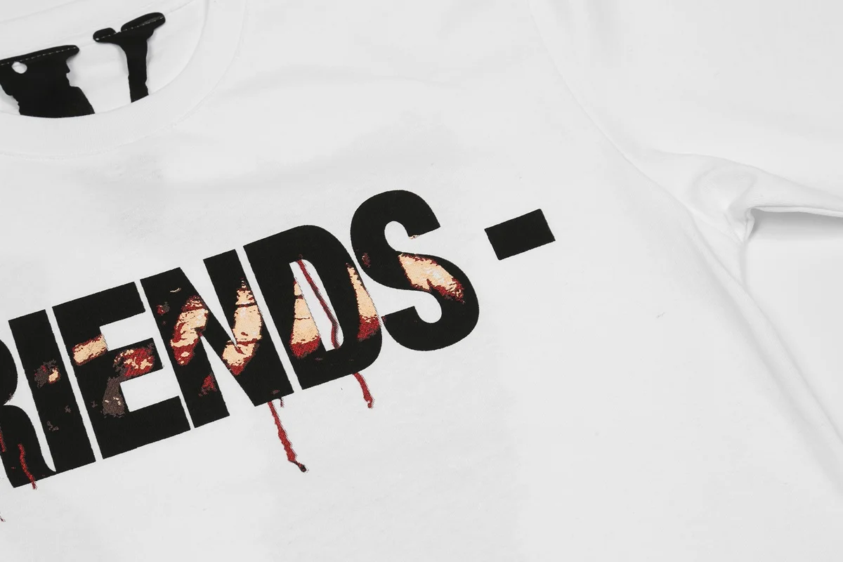 Фото Футболка с коротким рукавом Vlone 22ss Wansheng Demon Punk Street Style, футболка с принтом кровотечения и вискозы, оптовая продажа №4