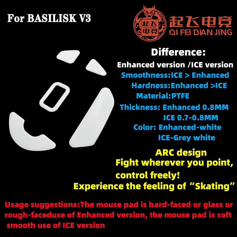 

2 набора коньков для мыши и ног для Razer Basilisk ULTIMATE V3 PRO X HYPERSPEED BASILISK V3 наклейка на ногу мыши гладкая белая серая