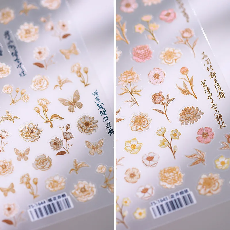 

Vintage Flowers Butterfly 3D Nail Sticker Ultra Thin Transfer StickerAdhesive Nail Art Decoration Decals DIY Manicure Tools