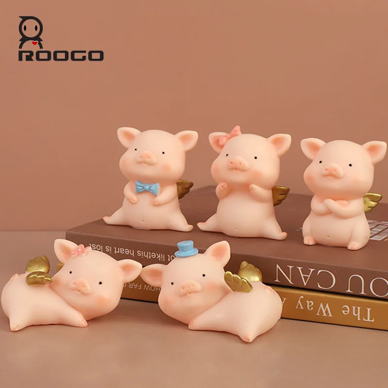 

Roogo Ins Style Home Decoration Creative Cute Pet Pig Ornaments Cake Topper Birthday Gift Car Interior Desktop Decoration