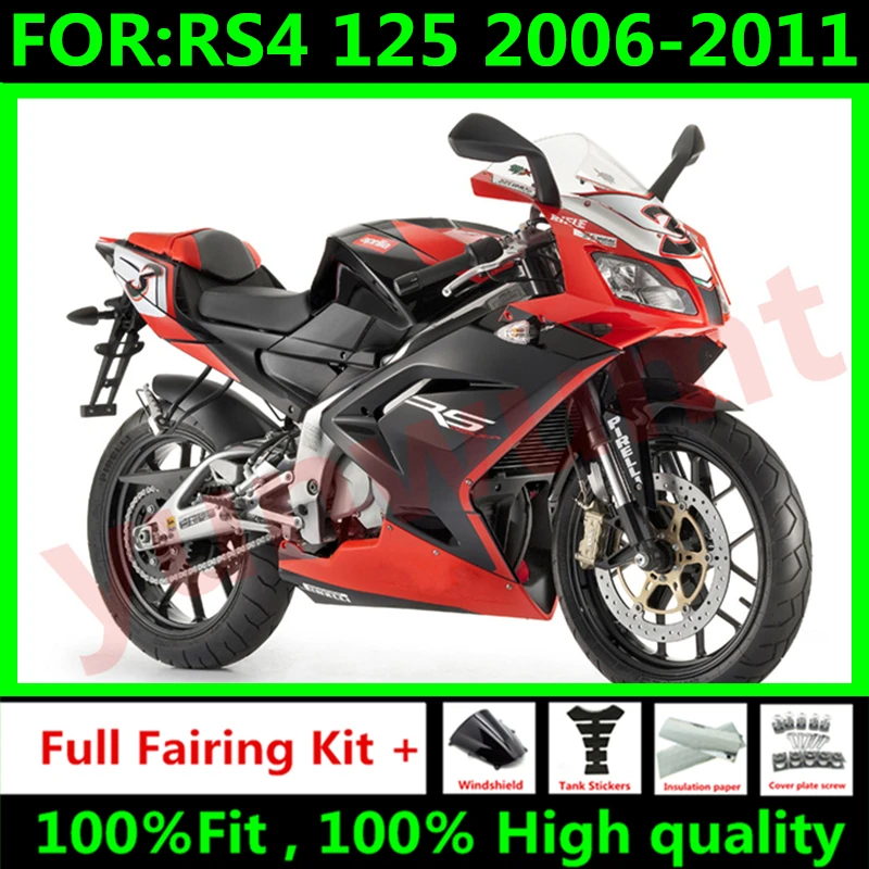 

New ABS Motorcycle Whole Fairing kit fit For RS-125 RSV125 R RSV RS 125 2006 2007 2008 2009 2010 2011 RS125 Fairing black red