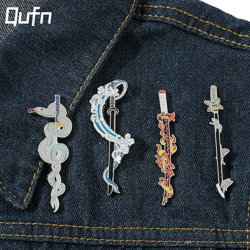 

Demon Slayer Katana Brooch on Clothes Backpack Kimetsu No Yaiba Anime Accessories Manga Badges Enamel Pin Women Jewelry Men Gift