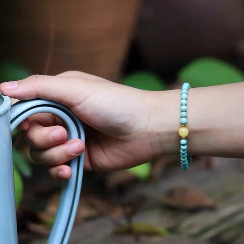 Новый китайский браслет Sle TikTok из натуральной бирюзы круглые бусины пчелиного