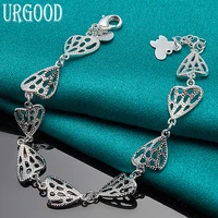 925 sterling silver hollow heart butterfly chain bracelet for women men party engagement wedding fashion jewelry