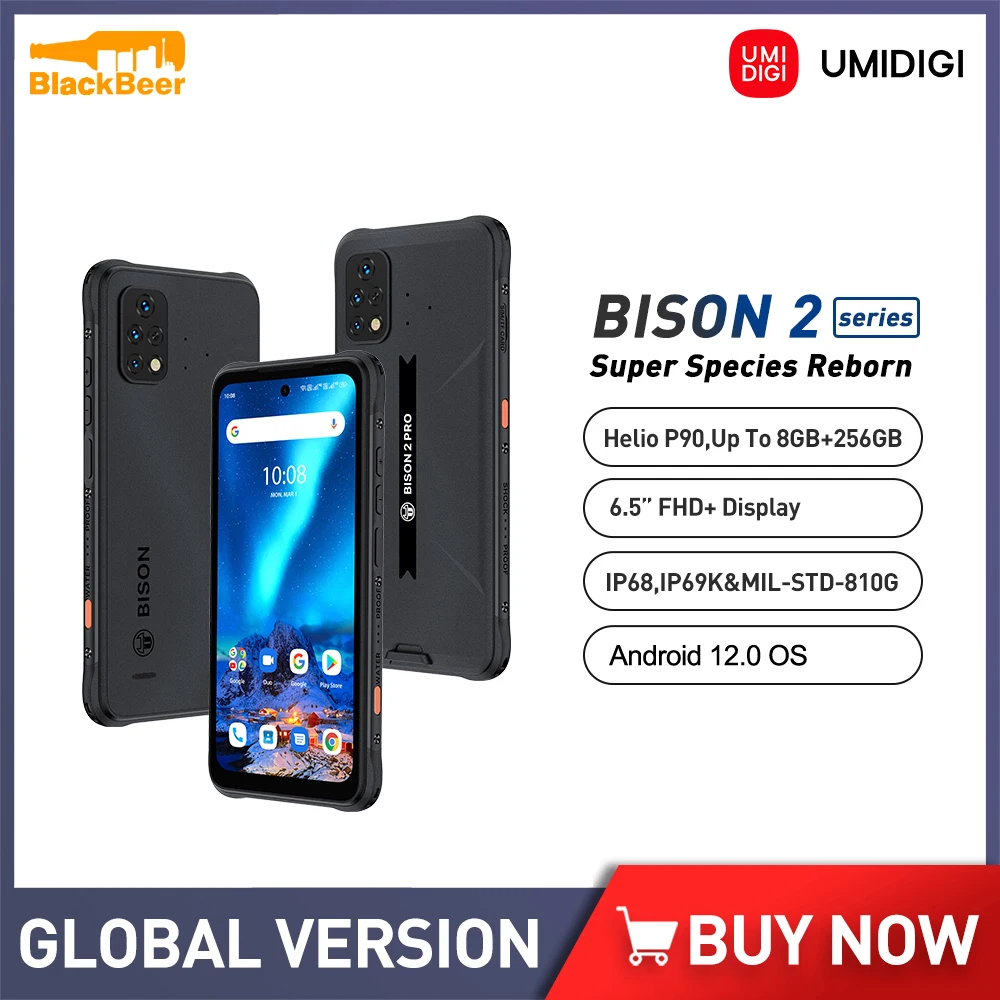 UMIDIGI BISON 2/BISON 2 PRO Rugged Phone Android 12 Helio P90 Mobile Phone 128GB /256GB ROM CellPhone 48MP Triple Camera 6150mAh