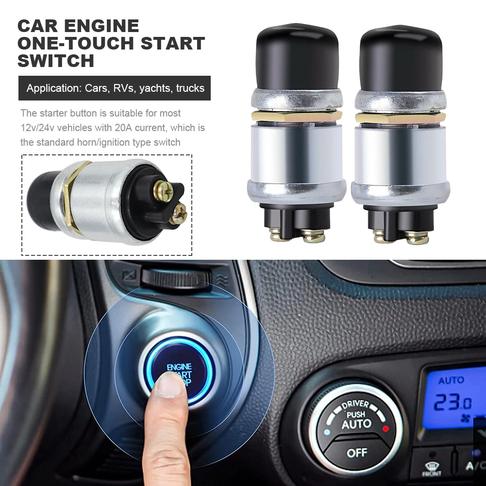 

Ignition Starter Switch 2PCS Engine Start Boat Starter Horn Replacement Button Car Switch 50A DC 12V 24V Horn Button Car Switch