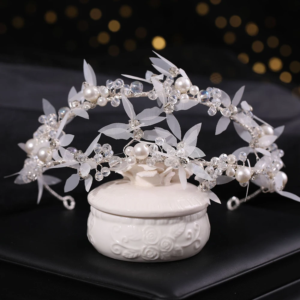 

Свадебные украшения для волос, сетчатый цветочный головной убор, гибкий обруч для невесты, большие бусины, декоративная повязка на голову, ж...