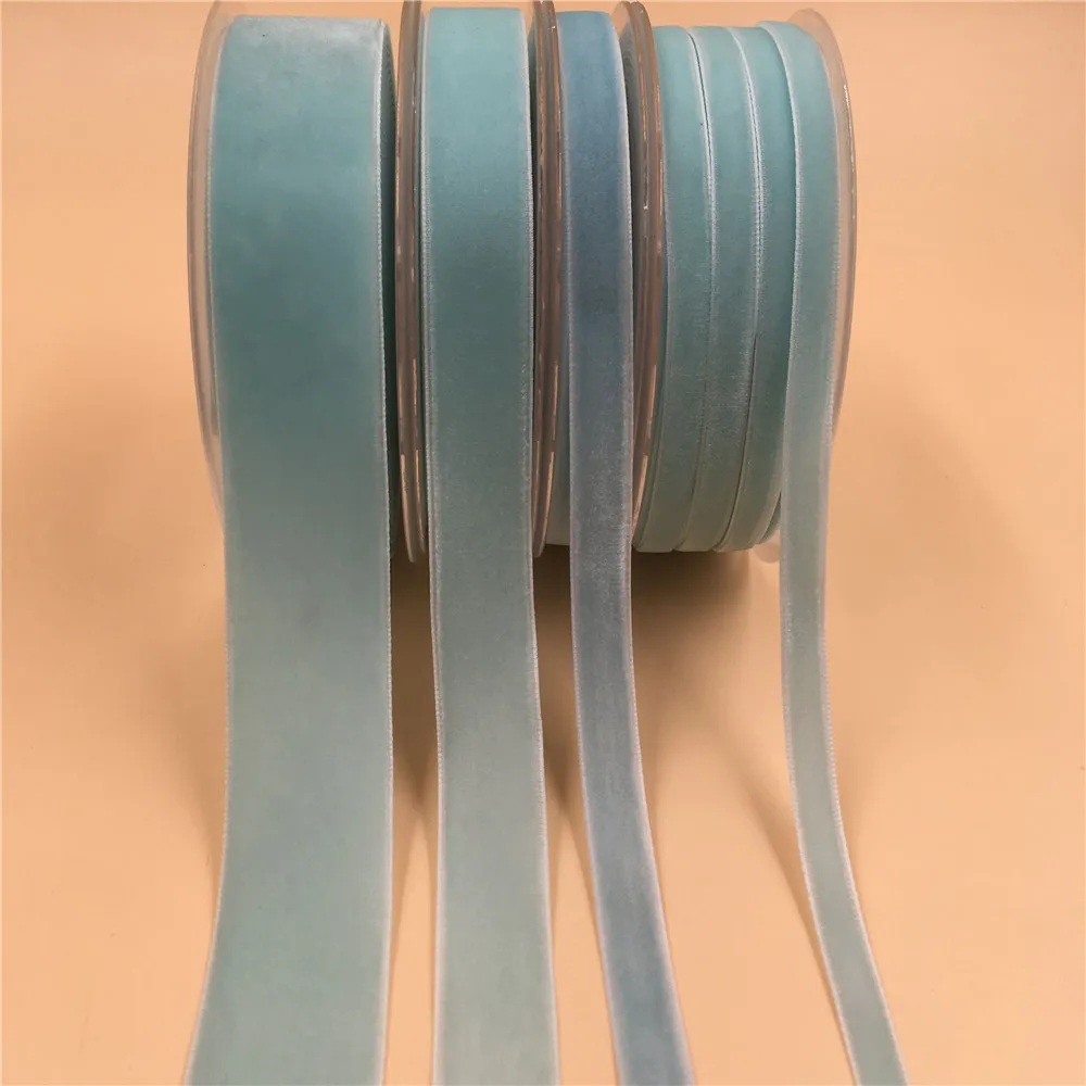 

25mm Single Face blue Velvet Ribbon for Handmade Gift Bouquet Wrapping Party Decoration Christmas Inelastic