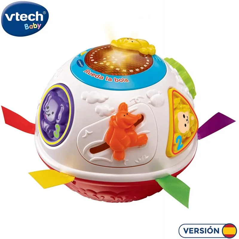 VTech-wheel мяч, интерактивный мяч, который вращается и стимулирует ползание, учит цифры, животных и их звуки (80-151522)