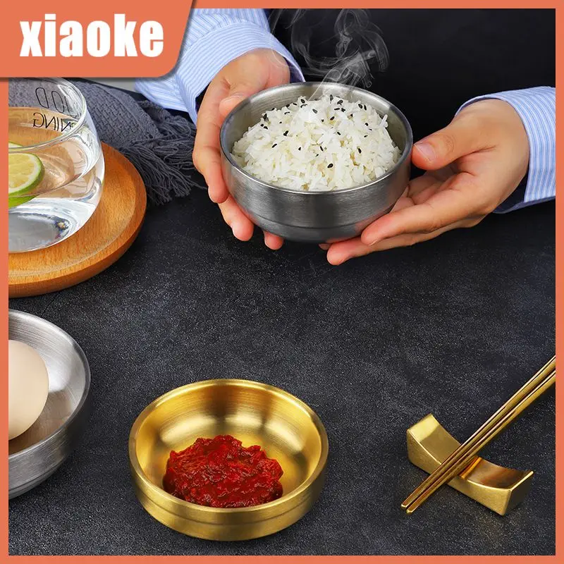 

Double Thick Stainless Steel Bowl Korean Stainless Steel Polished Noodles Soup Bowl Of Rice Bowl Chopsticks Metal Chop Sticks