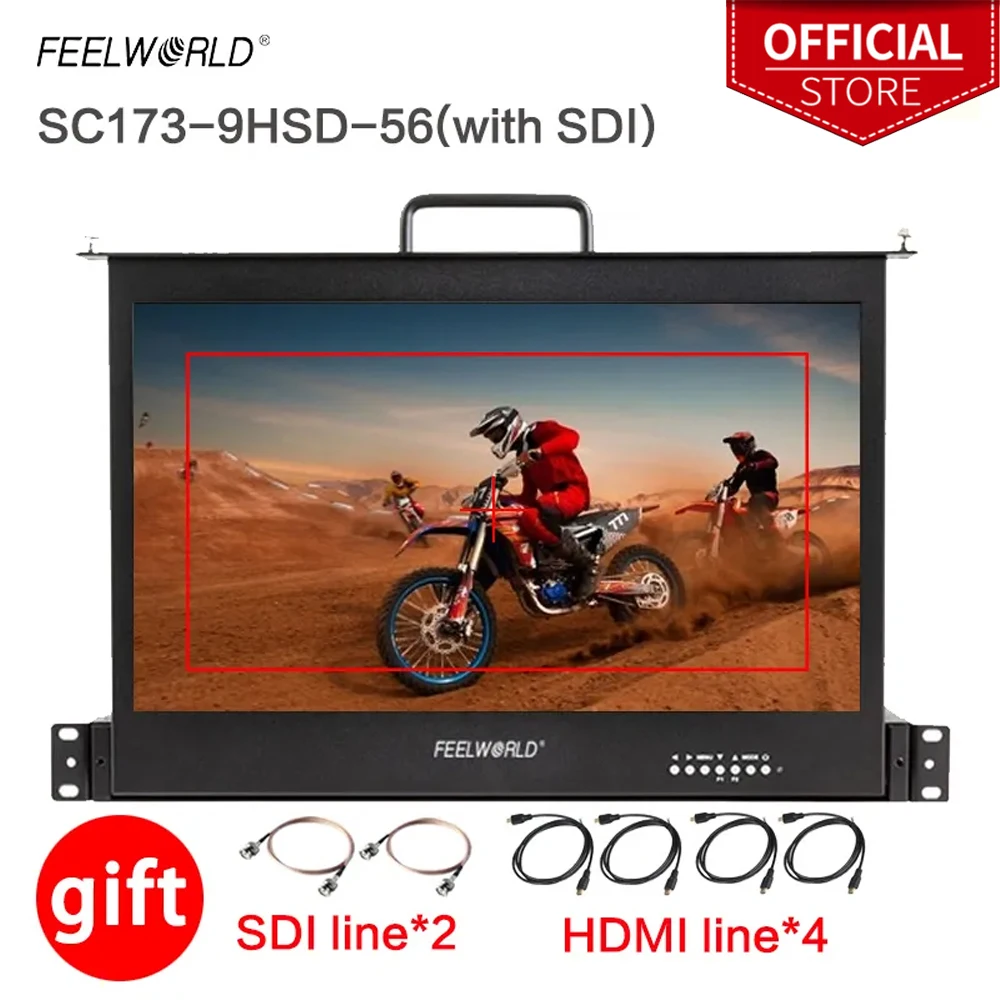 Feelworld телефон диагональю 17,3 дюйма 1RU, выдвижной монитор с креплением на стойке, Full HD1920x1080 для монитора трансляционного режиссера