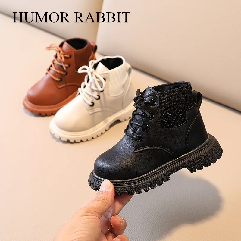 Autumn Winter Boy New Children Shoes for Kids Boots Boys British Fashion Leather Boots Girls Short Boots Baby Shoes Dropshipping