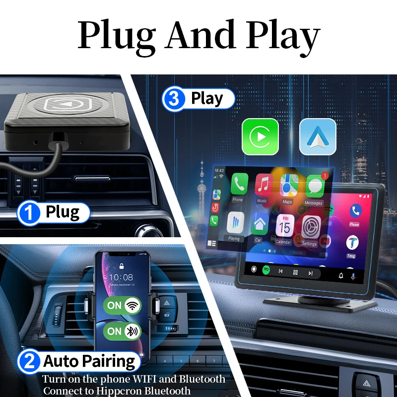 Hippcron беспроводной Carplay Android автомобильный мини-бокс адаптер умный автоматический