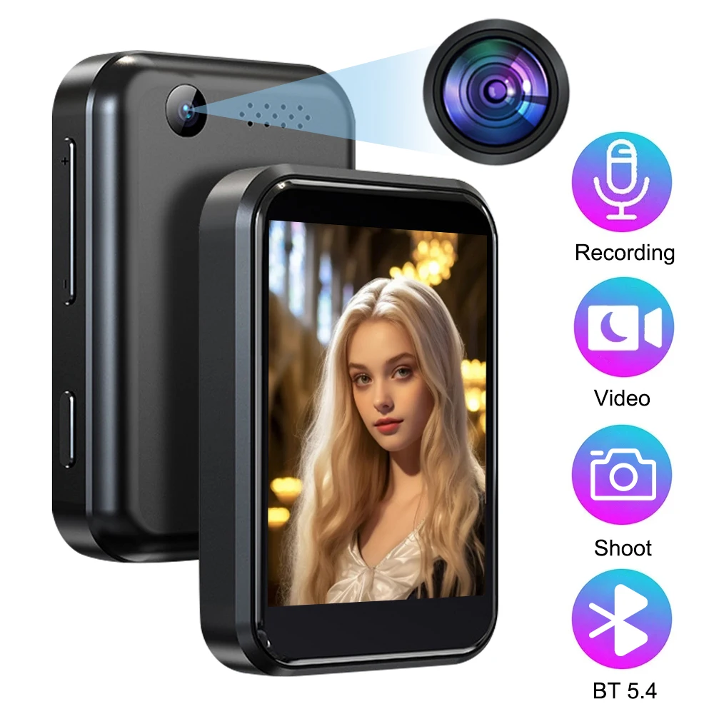 MP3-плеер Bluetooth 5.4 Hi-Fi музыкальный плеер MP3 Walkman 2 4-дюймовый сенсорный экран