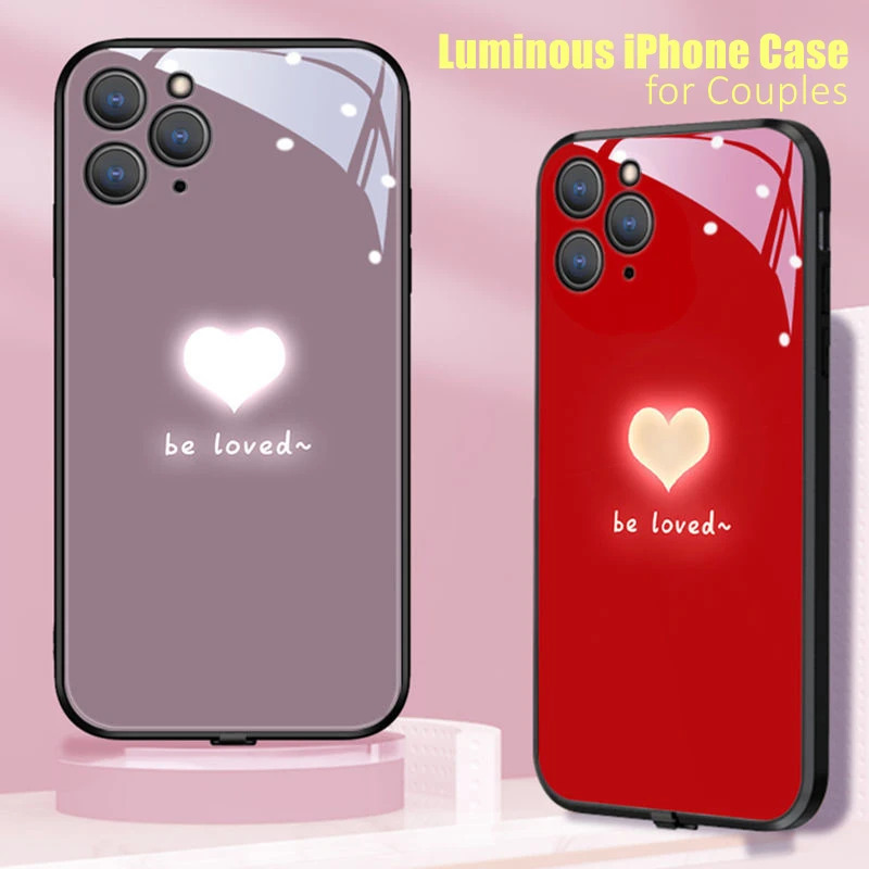 

Be Loved Luminous Glowing Phone Case for OPPO Reno4 Reno5 Reno6 Reno7 Reno8 Reno9 Pro Plus SE FindX5 Glowing Couples Accessories