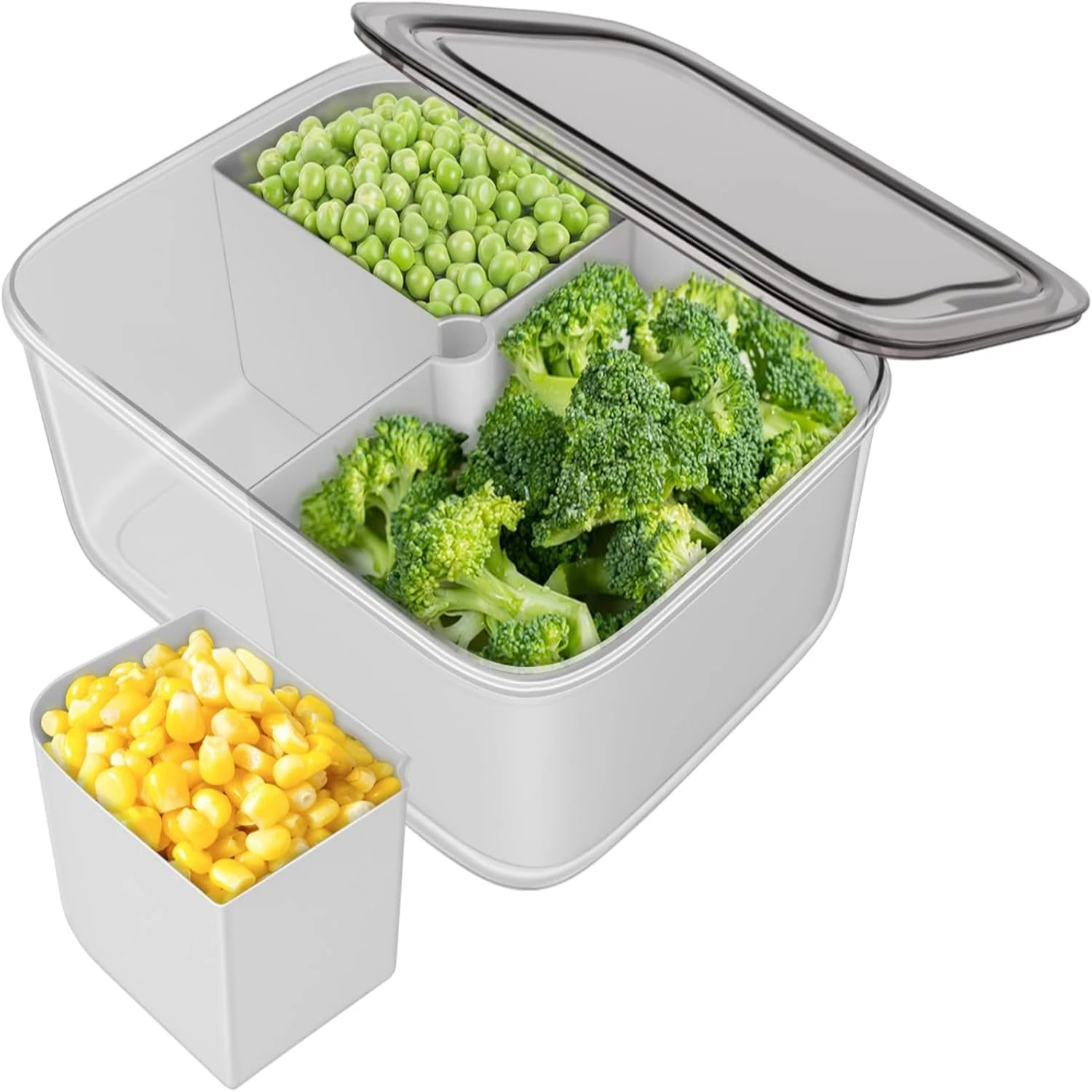 ® Veggie Tray with Lid Divided Serving Container Removable Compartments for Food of Fruits/Vegetables/Snacks DISH