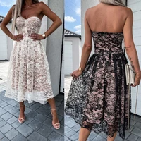 2022 spring and summer new womens sexy off the shoulder tube top lace skirt swing dress women