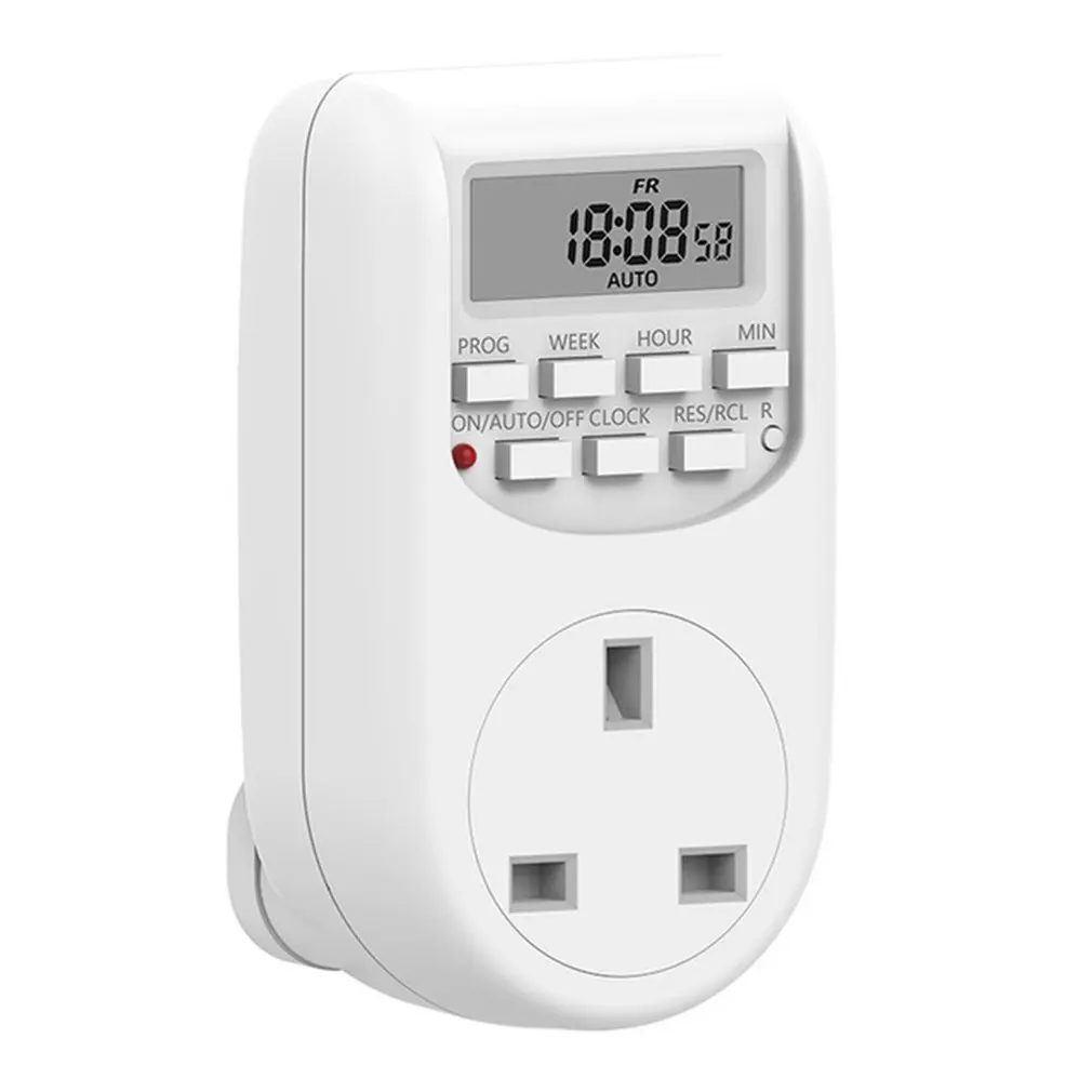 

Hot Electronic Digital Timer Switch UK Plug Kitchen Timer Outlet 220-240V 50Hz 10A 7 Day 12/24 Hour Programmable Timing Socket