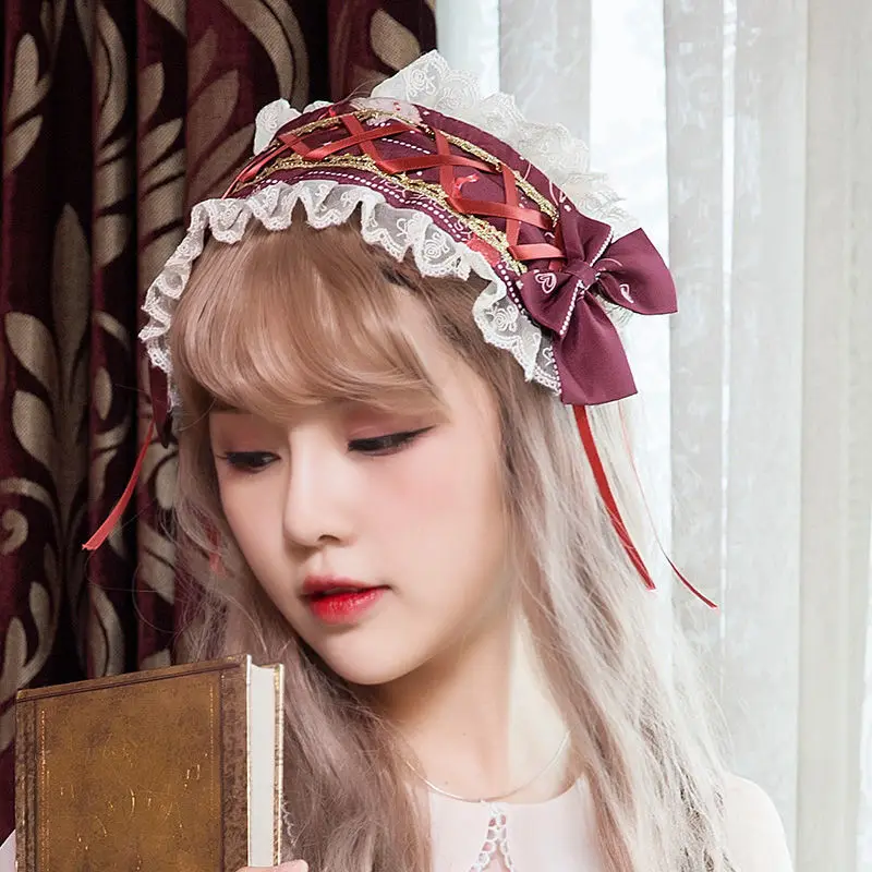 

12 Colors Japanese Sweet Bow Lace Headband Cosplay Cute Loli Accessories Headband Lolita Exquisite Girl Stage Performance Drama