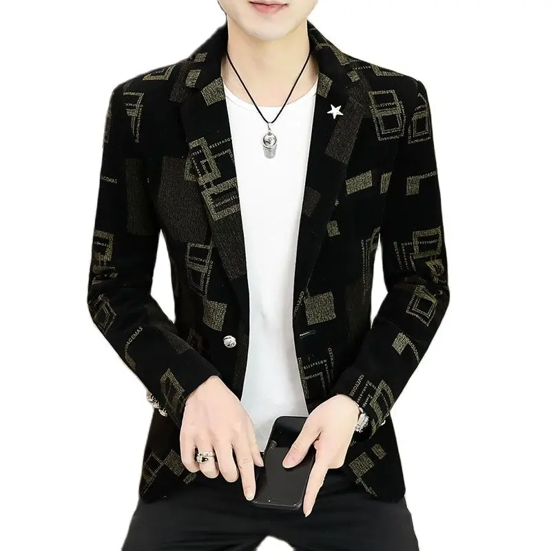 Printing Jacket Jacket Man North Korea Trend Men's Clothing of Cultivate One's Morality Leisure Suit Jacket Men Jacket