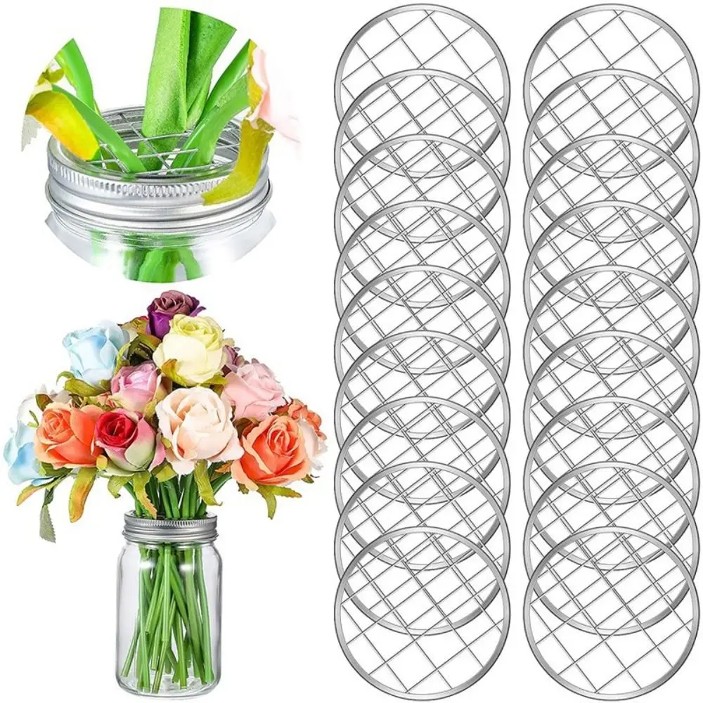 

2Sets Durable for 86mm 70mm Floral Insert Multipurpose for Canning Jars Vase Grid Organizer Jar Lid Flower Frog Lids