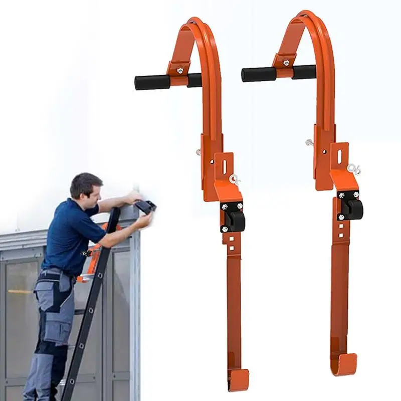 

Ladder Roof Hook Steel Hook With Wheel Rubber Grip T-Bar For Damage Prevention 2 Pcs Heavy Duty Ladder Attachment Securing The