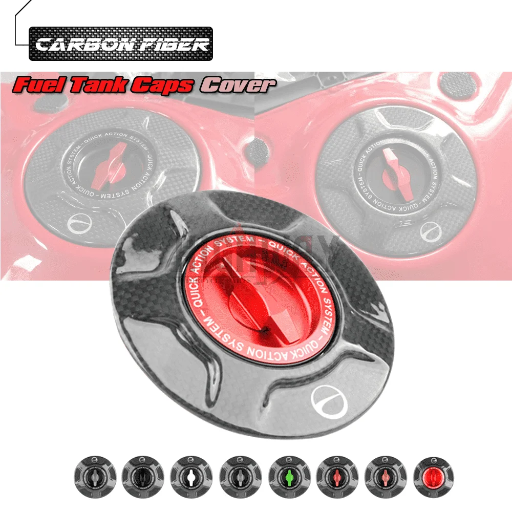 

Flat Weave Carbon Fiber Motorcycle Accessories Quick Release Key Fuel Tank Gas Oil Cap Cover for Ducati 899 959 1199 Panigale