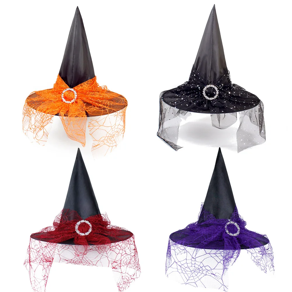 

Enchanting Halloween Witch Hat - Perfect Adult and Kids Cosplay Costume with Witchy Netting Headband