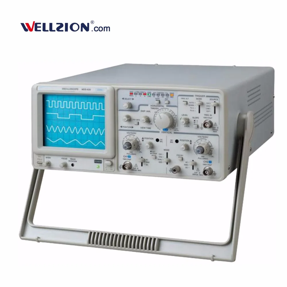 

MOS-620CH,Suit for Student 5mV to 5V/DIV Sensitivity Analog Oscilloscope 20MHz Bandwidth