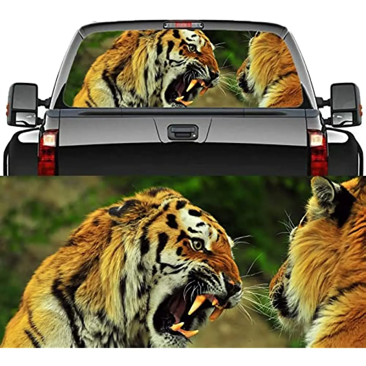 

Rear Window Truck Decal Sticker Tiger Car Window Graphic Decal Flower Perforated Vinyl Window Back Decal for Truck SUV Van Picku