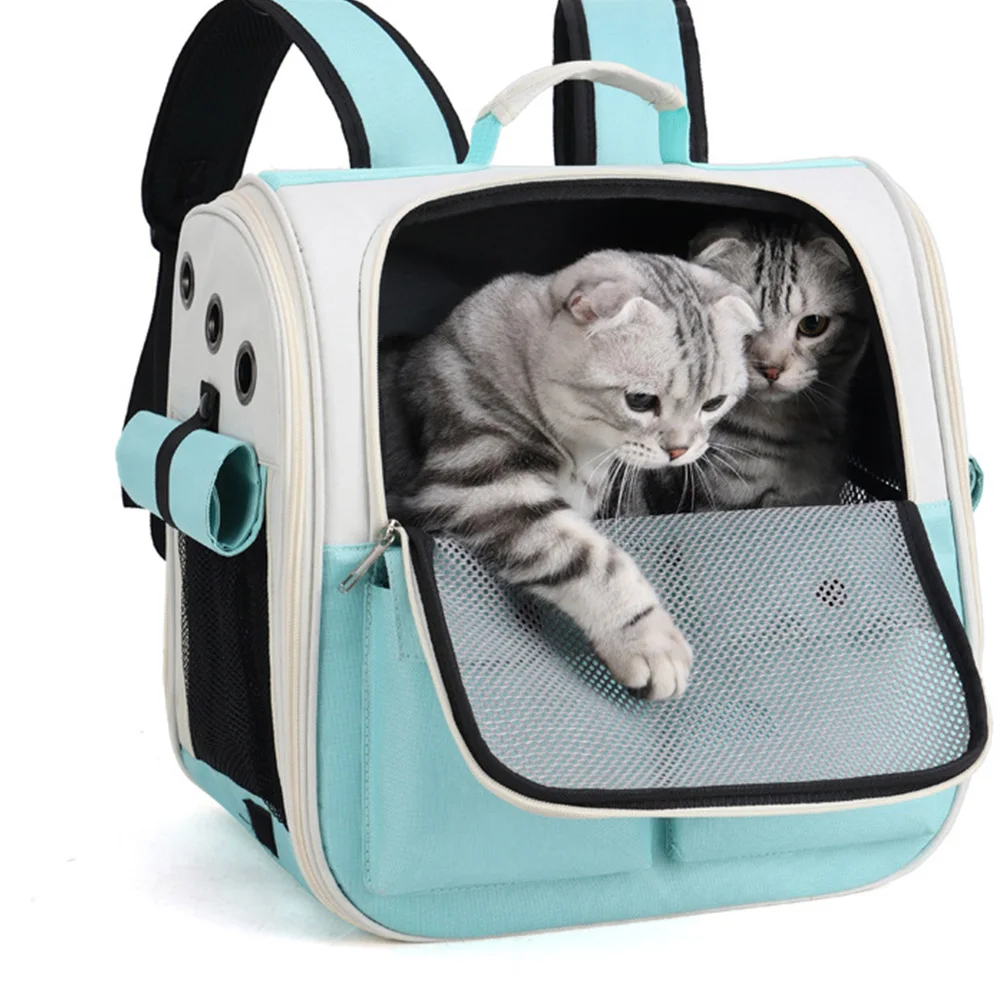 

Pet Backpack Cat Backpack Comfortable Wide Space Multi Sided Ventilation Mesh Bag Folding Easy Clean Convenient Storage Safety