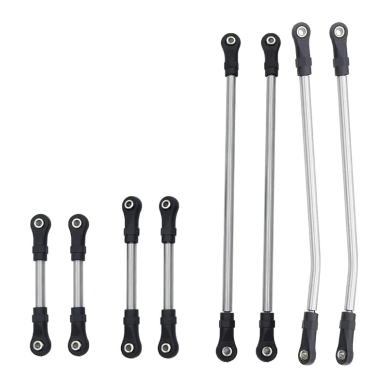 

R91A 9pcs Stainless Steel Steering Pull Rod Link Linkage for 1/10 RC SCX10III Crawler Car