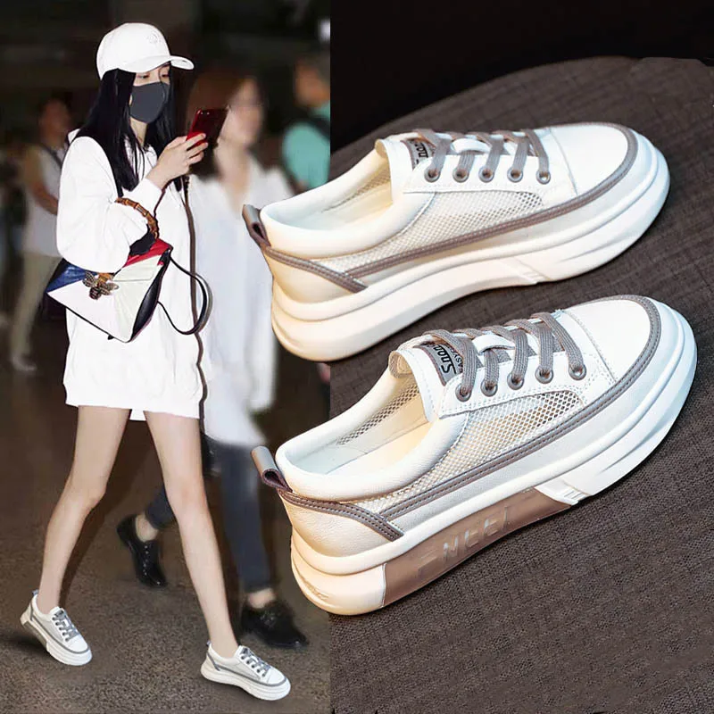 

2022 Spring and Summer New Breathable Mesh White Shoes Female Students Casual Sneakers Sneakers Fashion Vulcanized Shoes