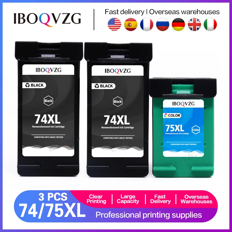 

Картридж струйный IBOQVZG 3x, совместим с hp 74, hp 75, hp 74xl 75xl Photosmart C4280 C4342 C4344 C5200 C5280