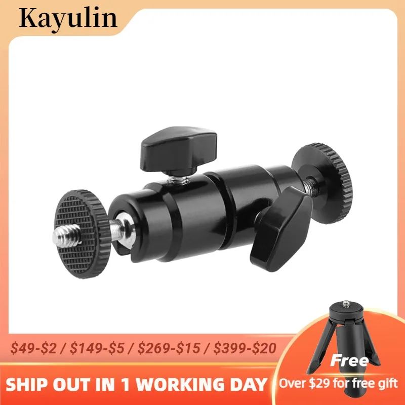 

Мини-шаровая Головка Kayulin 1/4 "-20, двусторонняя Гибкая регулировка для вспышки монитора камеры Dslr
