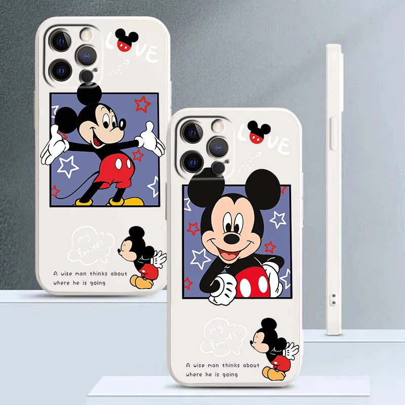 

Liquid Rope Cover Luxury Mickey Minnie Mouse Phone Case For Apple iPhone 14 13 12 Mini 11 XS Pro Max X XR Plus SE 2020 Funda