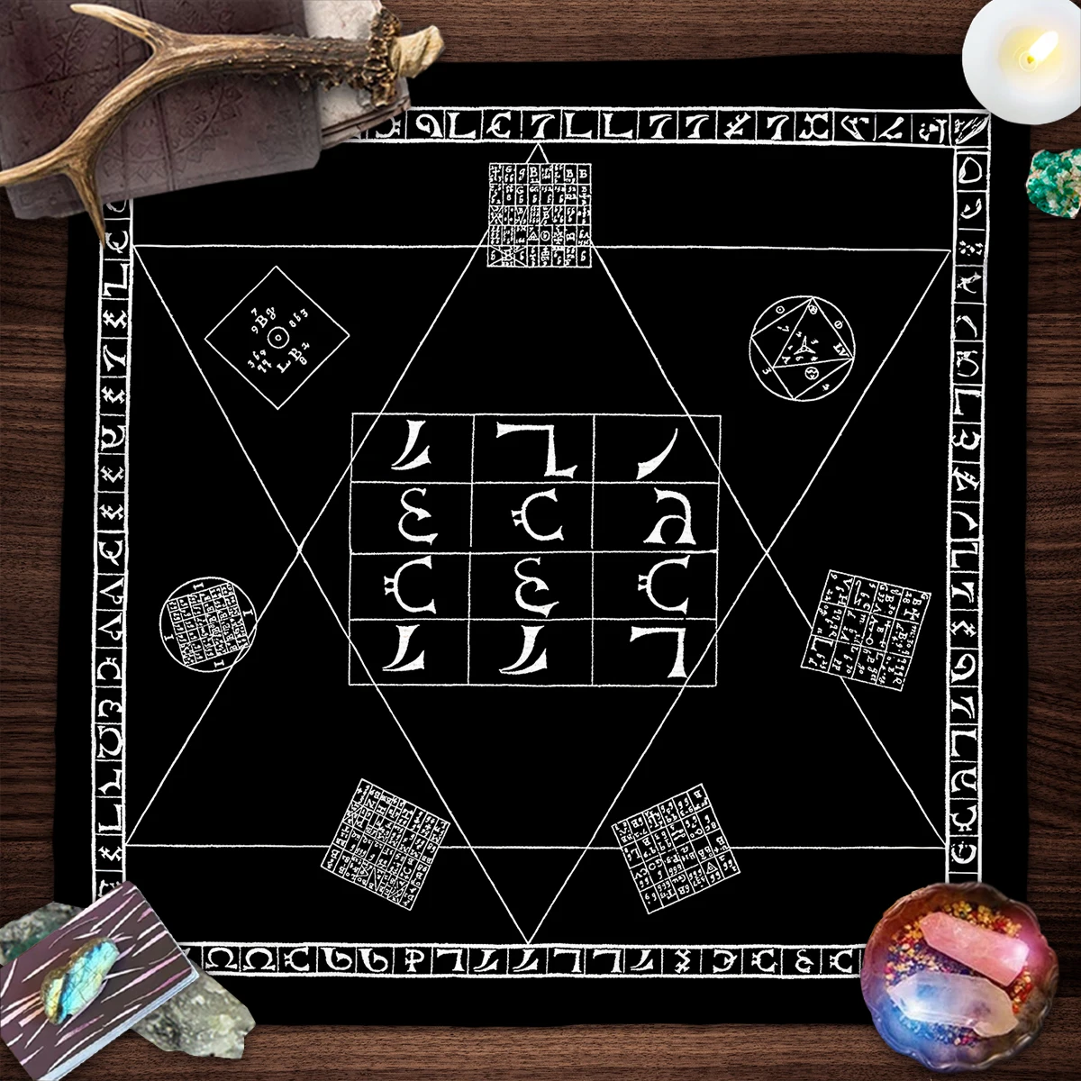Фото Благословение Хеката Карты Таро Скатерть Ткань для алтаря Enochian Декоративная ткань для гадания Коврик Таро Декор Коврик для карт Oracle №5